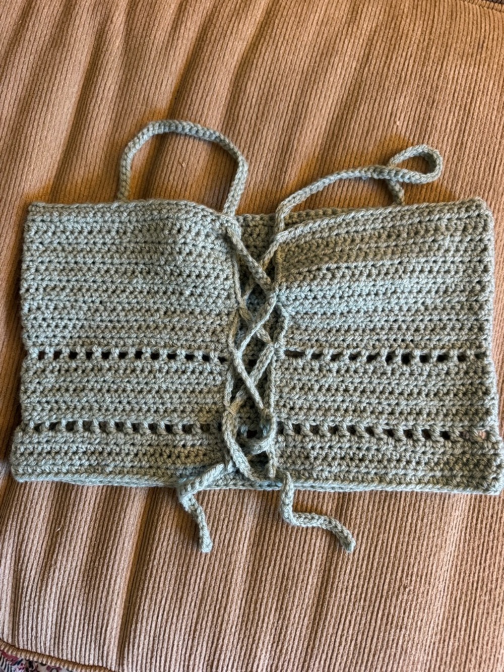 Handmade Crochet Tube Top in Light Sage - Picture 2 of 2